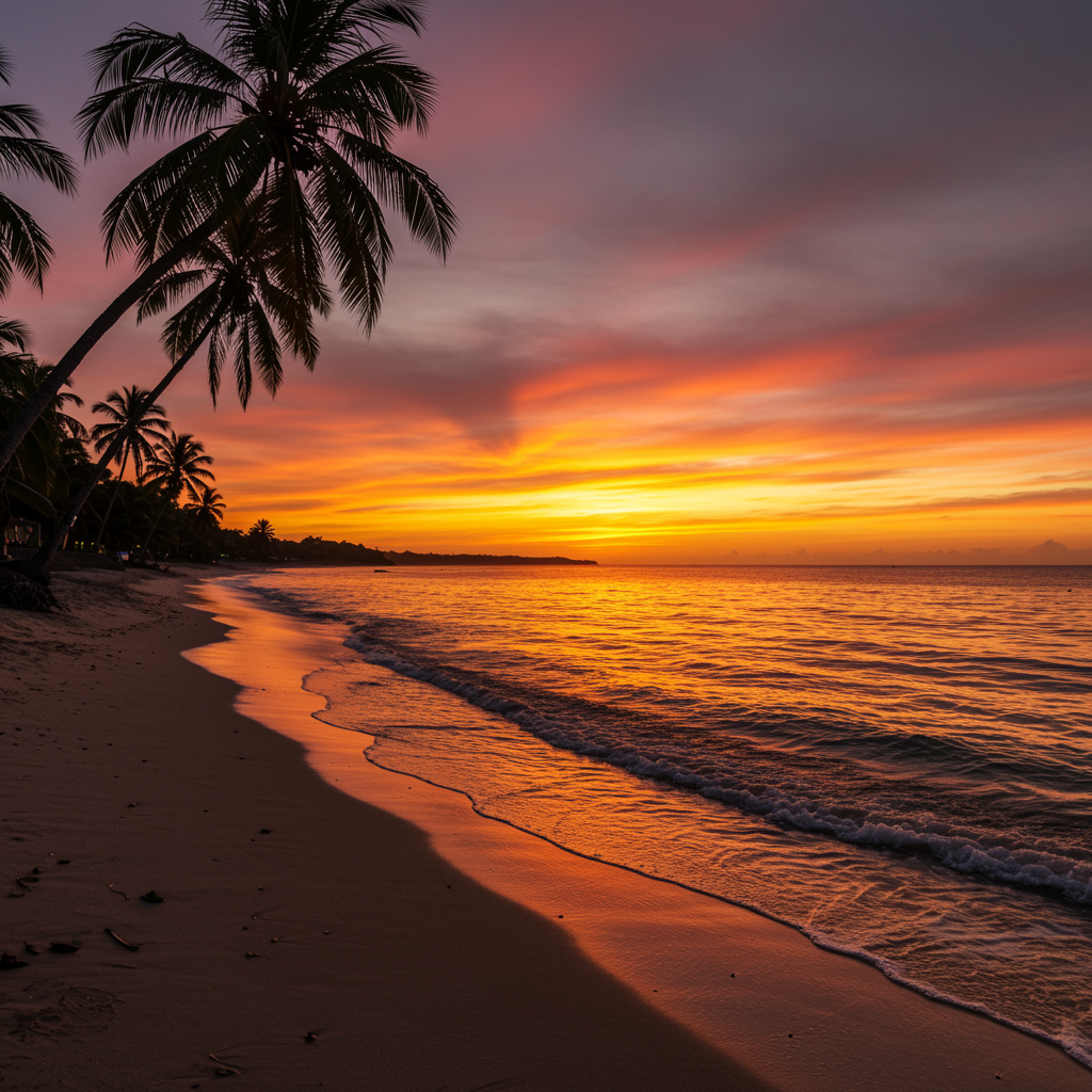 Beautiful sunset at a Kerala beach
